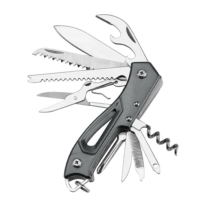 440 Stainless Steel Pocket Multi Functionioal with Folding Knife With Saw Scissors Screw Opener-0