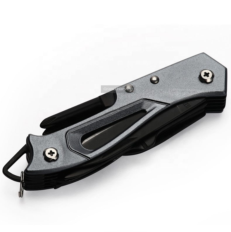 440 Stainless Steel Pocket Multi Functionioal with Folding Knife With Saw Scissors Screw Opener-2