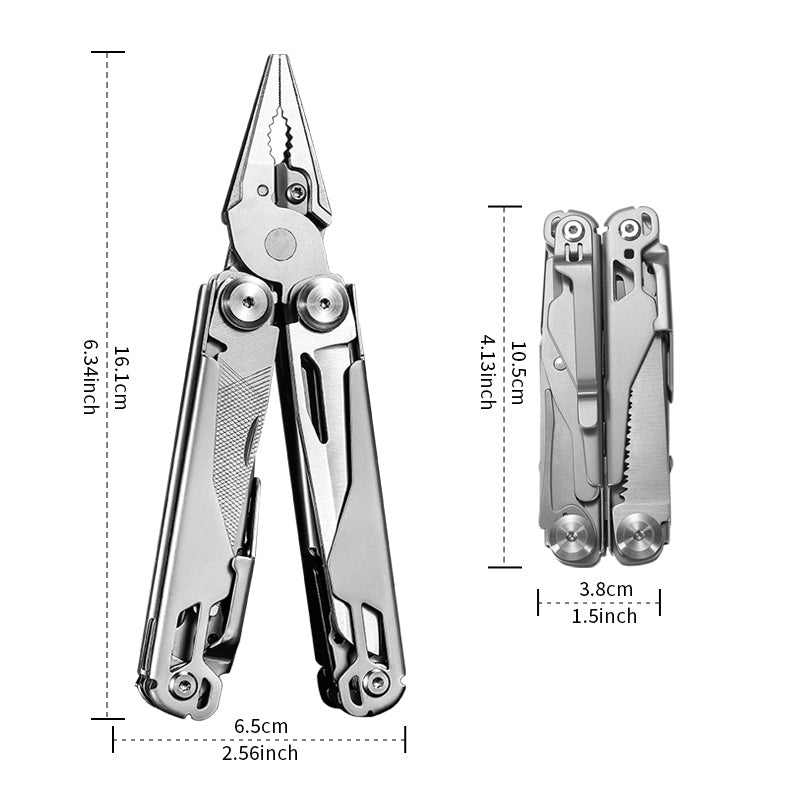 18 in 1 Silvery Outdoor Multitool Pliers Stainless Steel Folding Full Locking Combination Camping Multitool Pliers With Bits Driver-2
