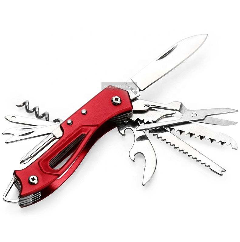 440 Stainless Steel Pocket Multi Functionioal with Folding Knife With Saw Scissors Screw Opener-3