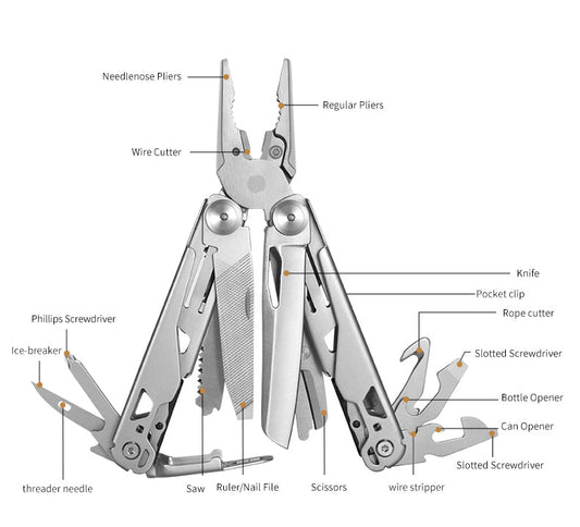 18 in 1 Silvery Outdoor Multitool Pliers Stainless Steel Folding Full Locking Combination Camping Multitool Pliers With Bits Driver-0