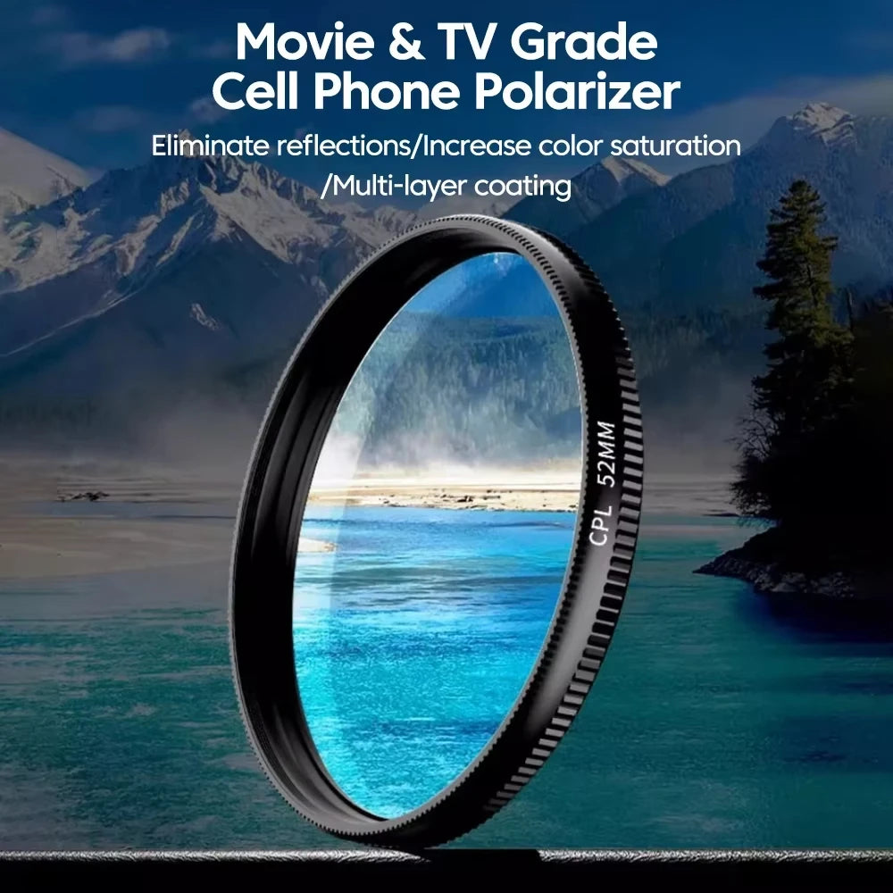 52mm Clip-On CPL Phone Lens Filter