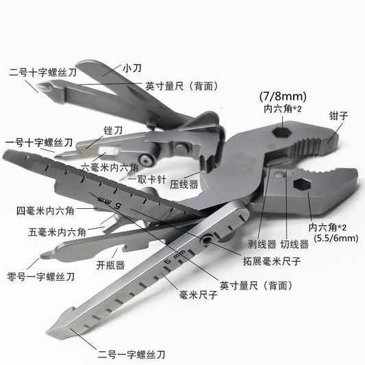 25-in-1 Multitool Clamps and Vises Stainless Steel Pocket Knife with Screwdriver Sleeve with Sheath-Perfect for Outdoor, Survival, Camping, Hiking, Simple Repair-1