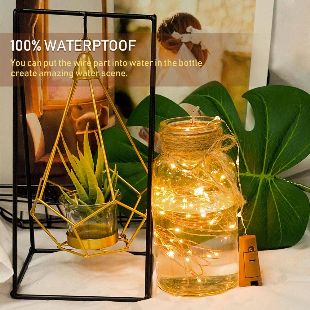 16 Packs Wine Bottle Lights with Cork, Battery Operated 20 LED Cork Shape Silver Wire Fairy Mini String Lights